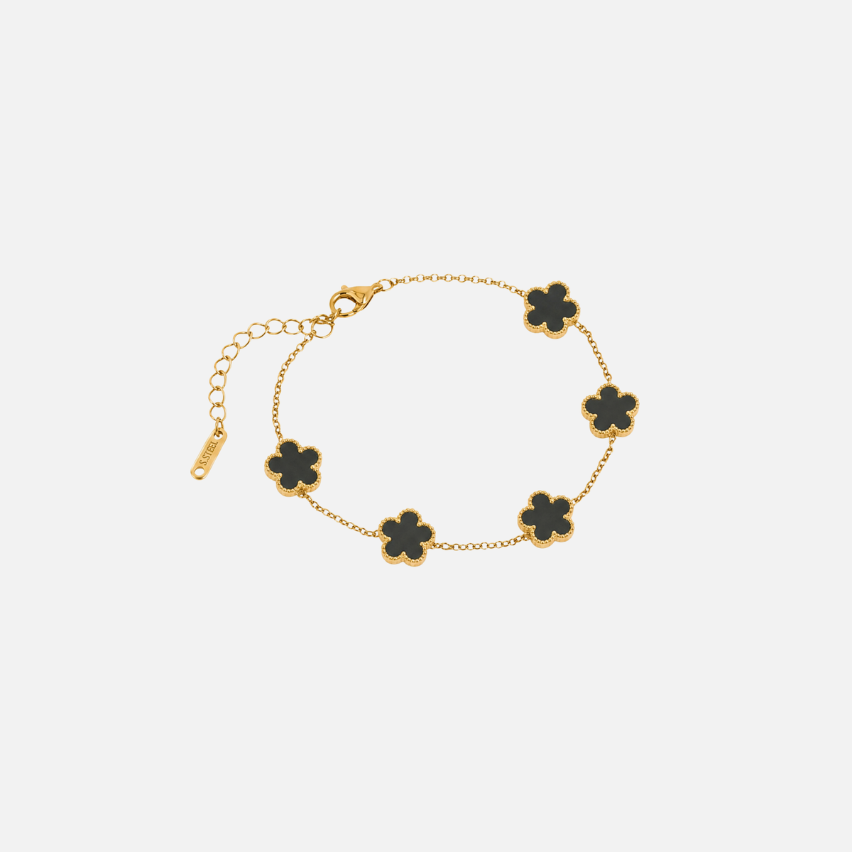 Trèfle Bracelet Gold & Onyx by Mizuki